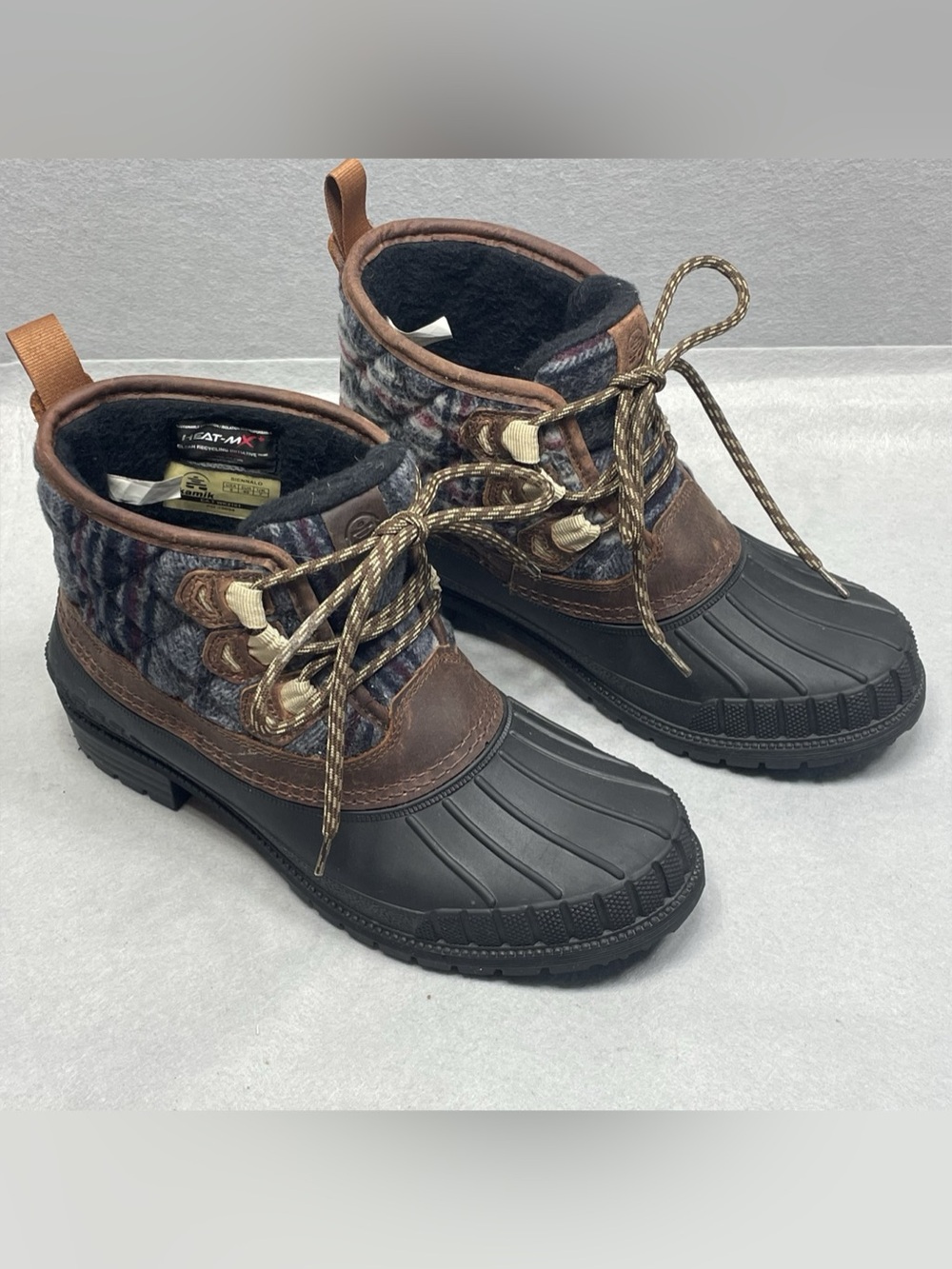 Kamik Sienna Lo Plaid Winter Waterproof Duck Boots Brown & Black US 9